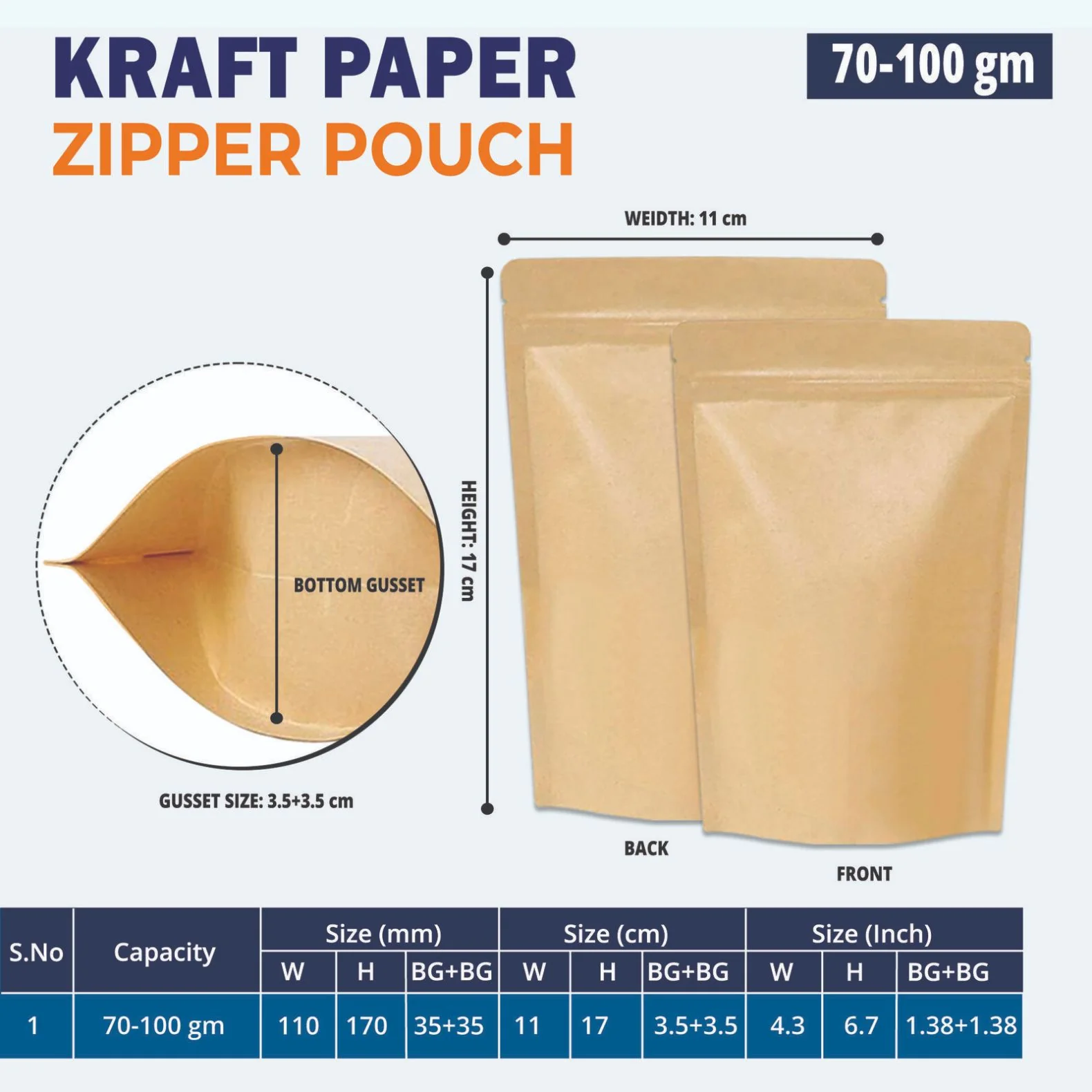 Both Side Kraft Paper Stand Up Zipper Pouch - Image 11