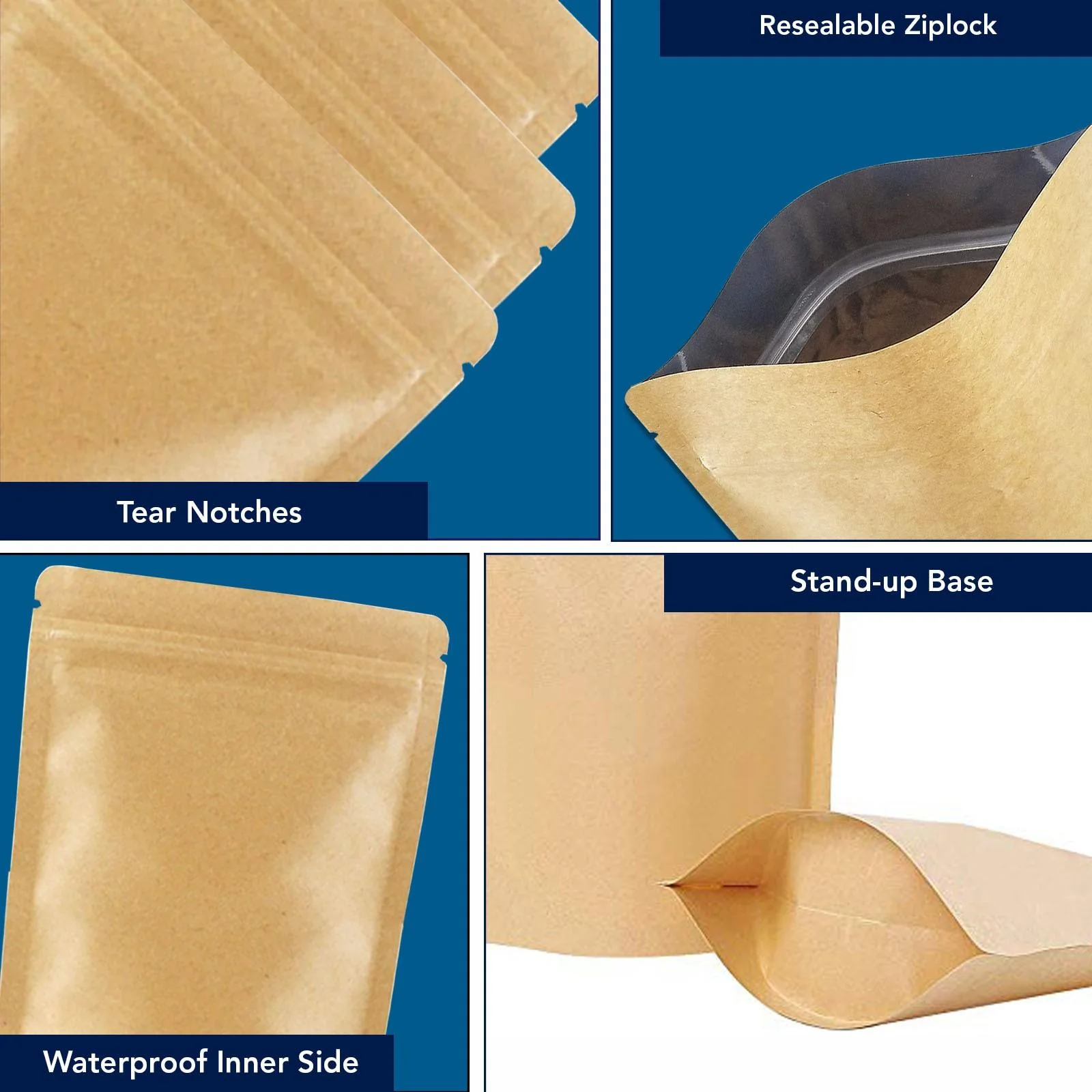 Both Side Kraft Paper Stand Up Zipper Pouch - Image 18