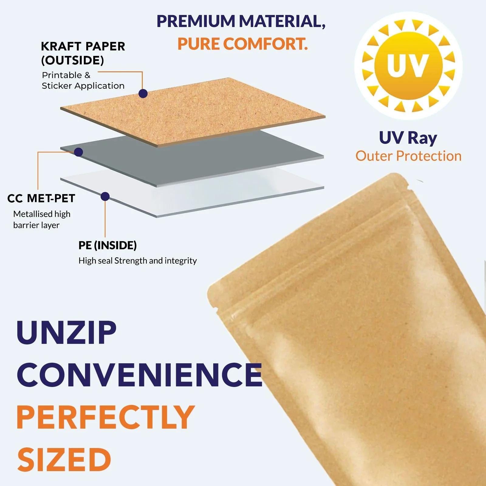 Both Side Kraft Paper Stand Up Zipper Pouch - Image 22