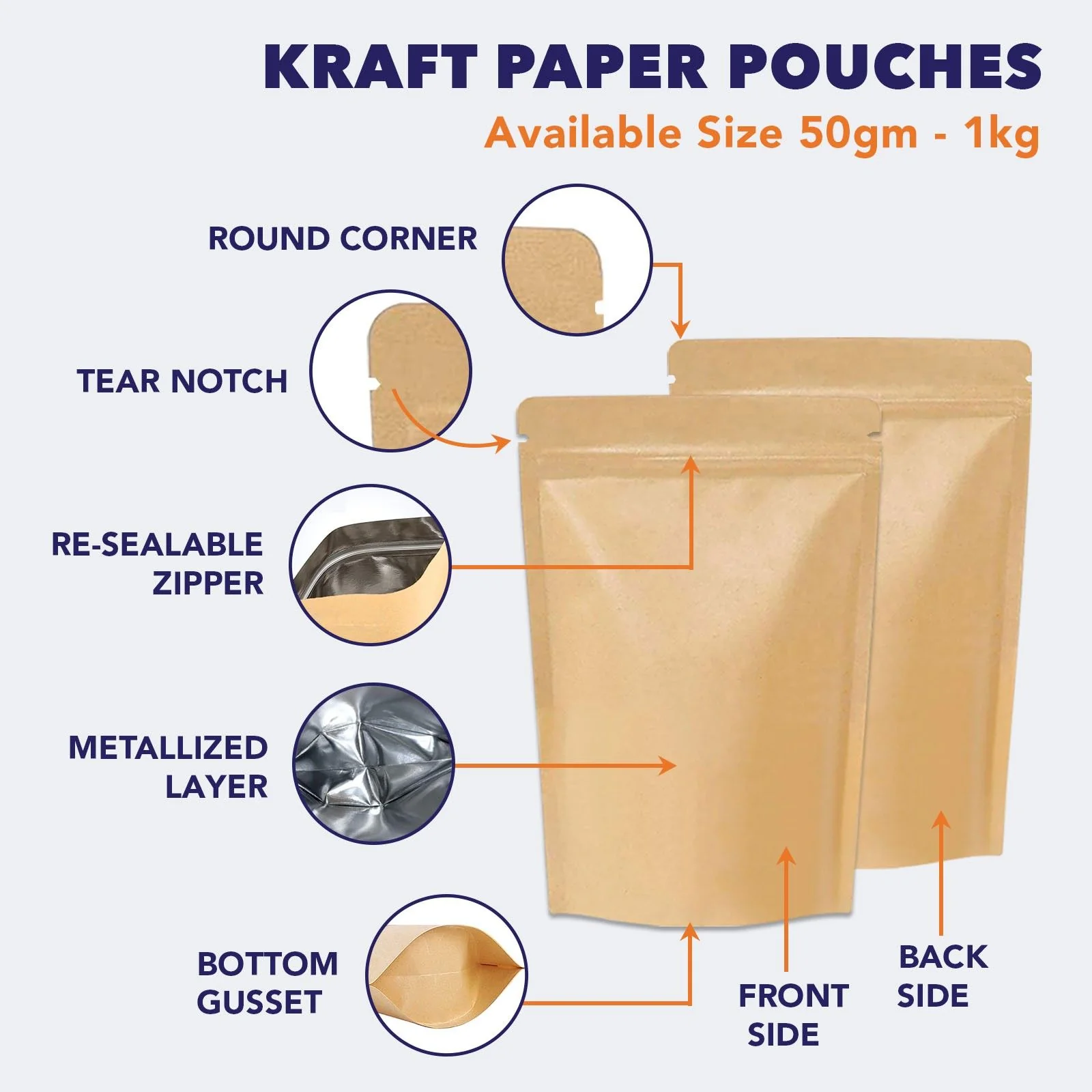 Both Side Kraft Paper Stand Up Zipper Pouch - Image 52