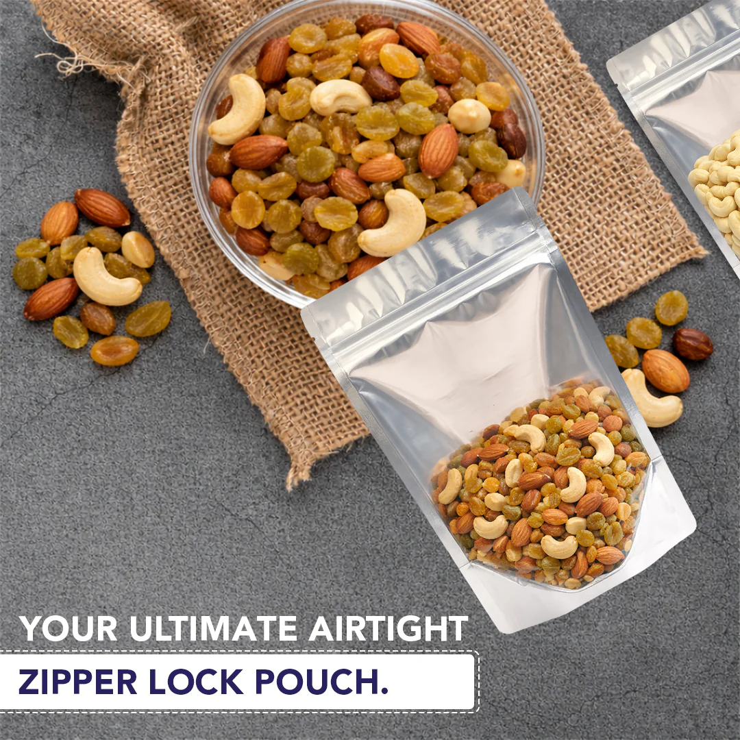 Clear /Gloss Silver Stand Up Zipper Pouch - Image 42