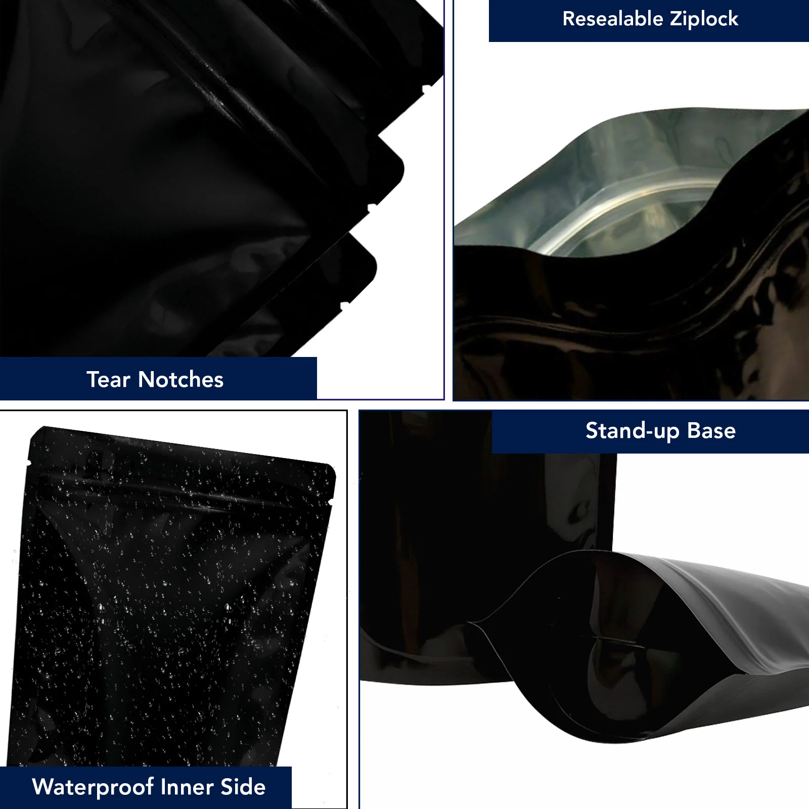 Both Side Gloss Black Stand Up Zipper Pouch - Image 10
