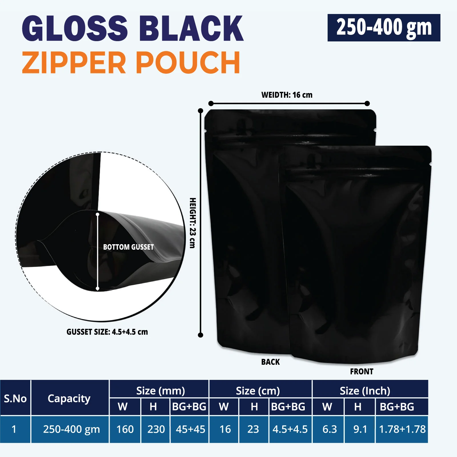 Both Side Gloss Black Stand Up Zipper Pouch - Image 35