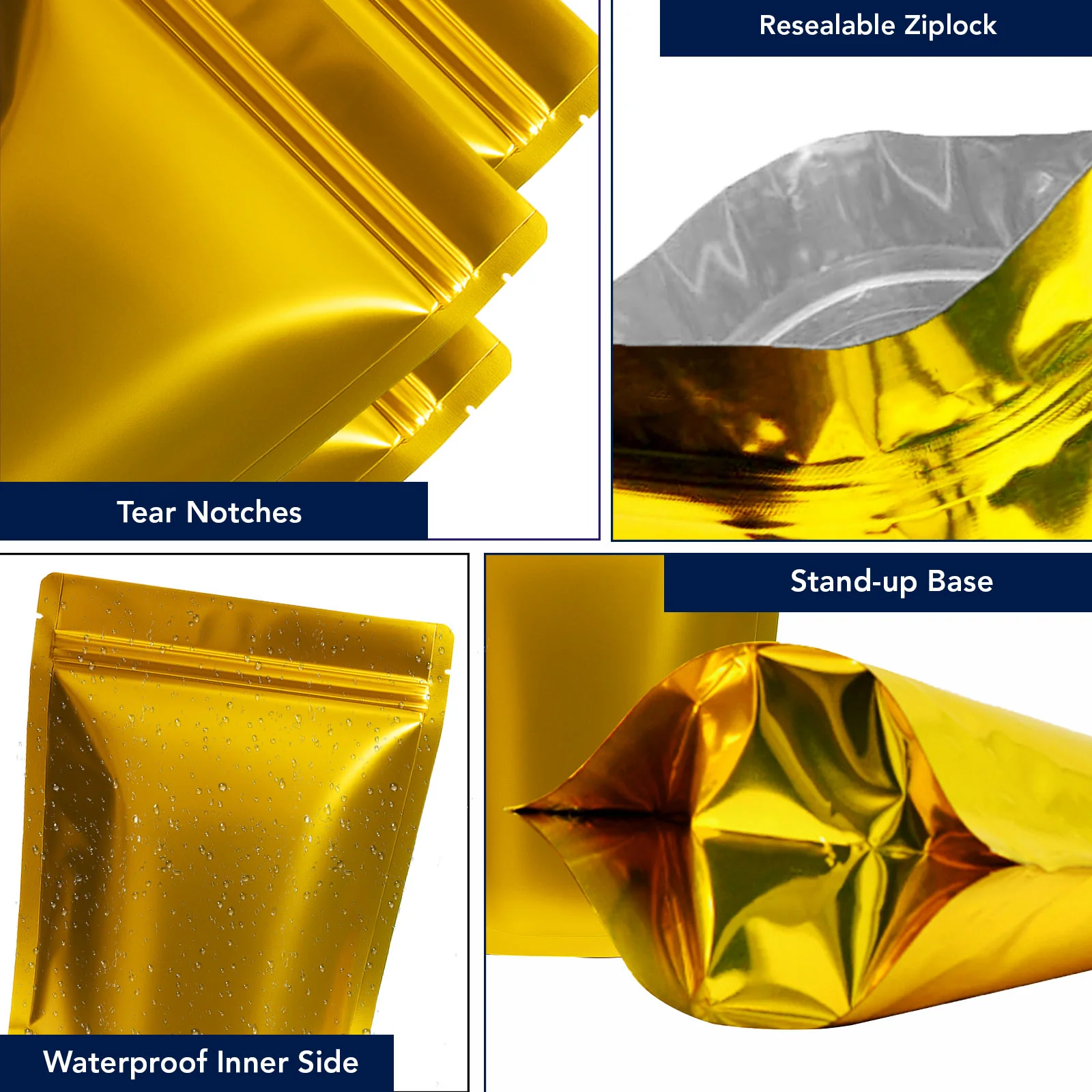Both Side Gloss Gold Stand Up Zipper Pouch - Image 44