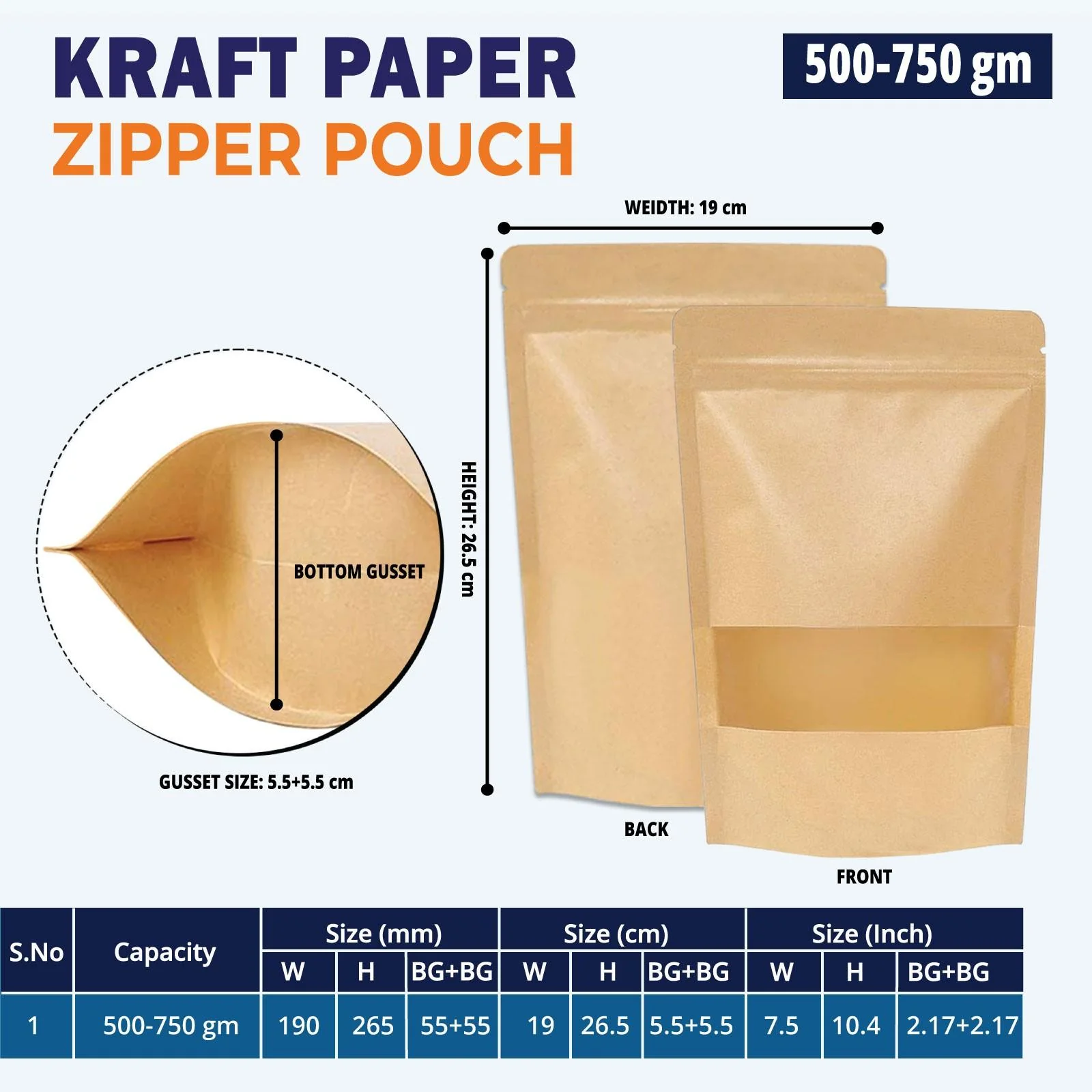 Kraft Paper Stand Up Zipper Pouch With Window - Image 38