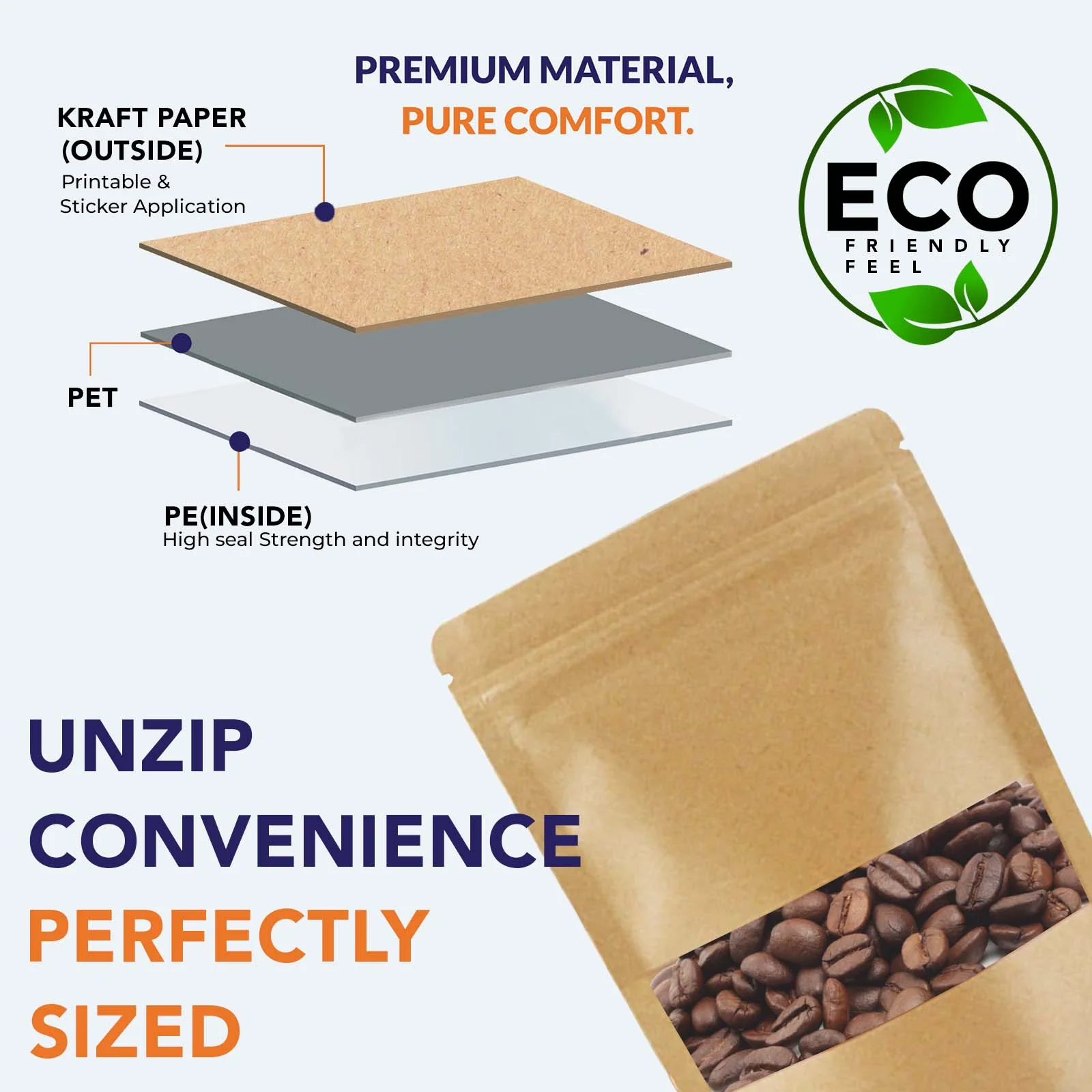 Kraft Paper Stand Up Zipper Pouch With Window - Image 41