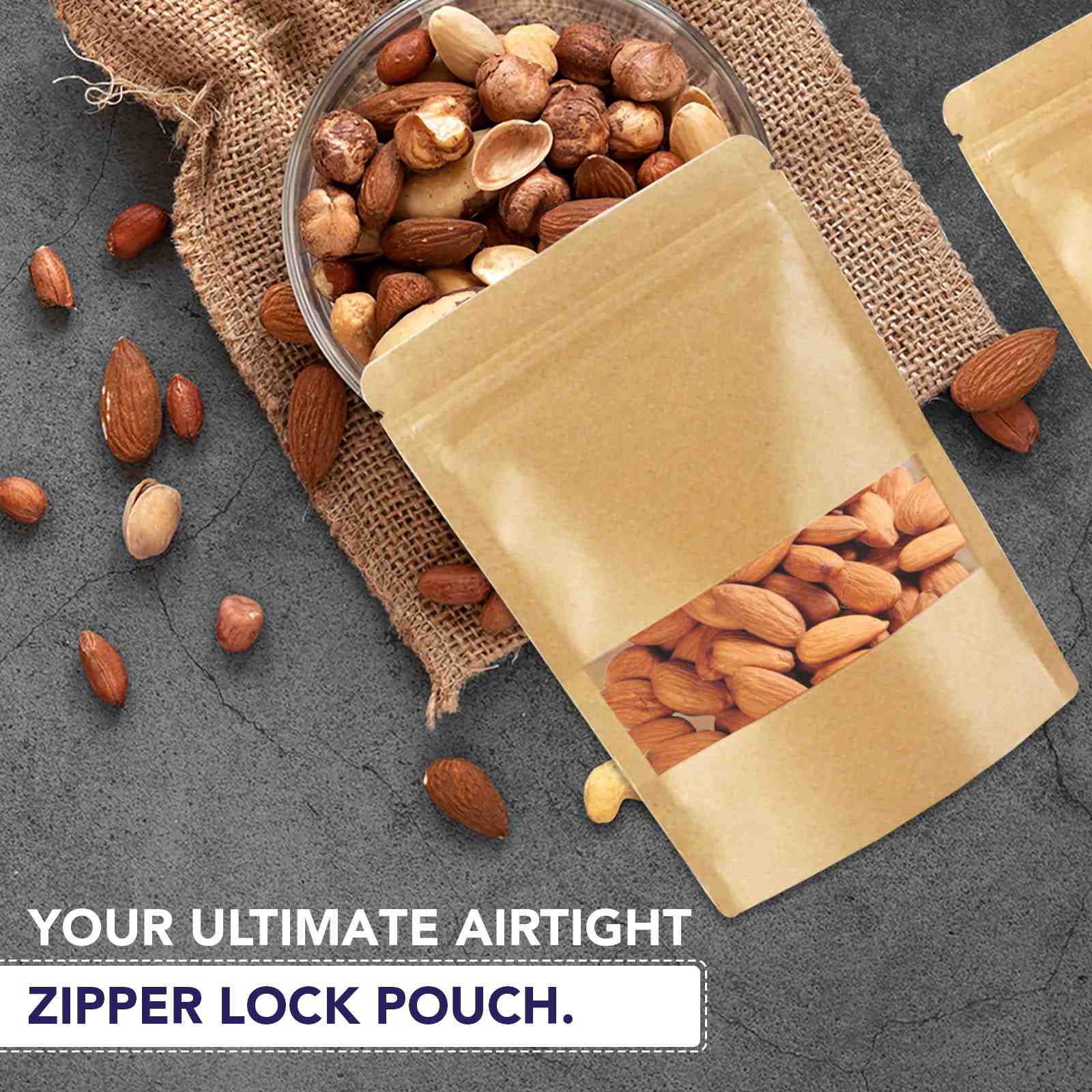 Kraft Paper Stand Up Zipper Pouch With Window - Image 51