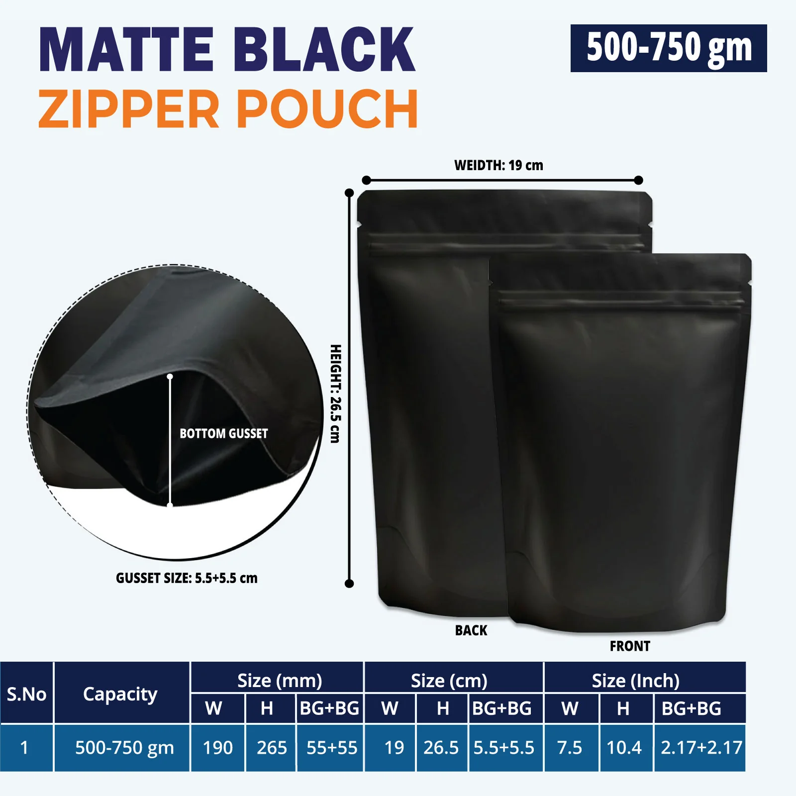 Both Side Matte Black Stand Up Zipper Pouch - Image 43