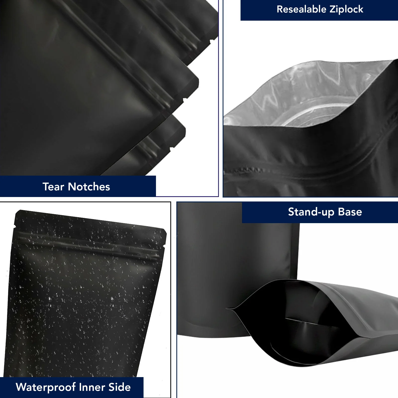 Both Side Matte Black Stand Up Zipper Pouch - Image 50