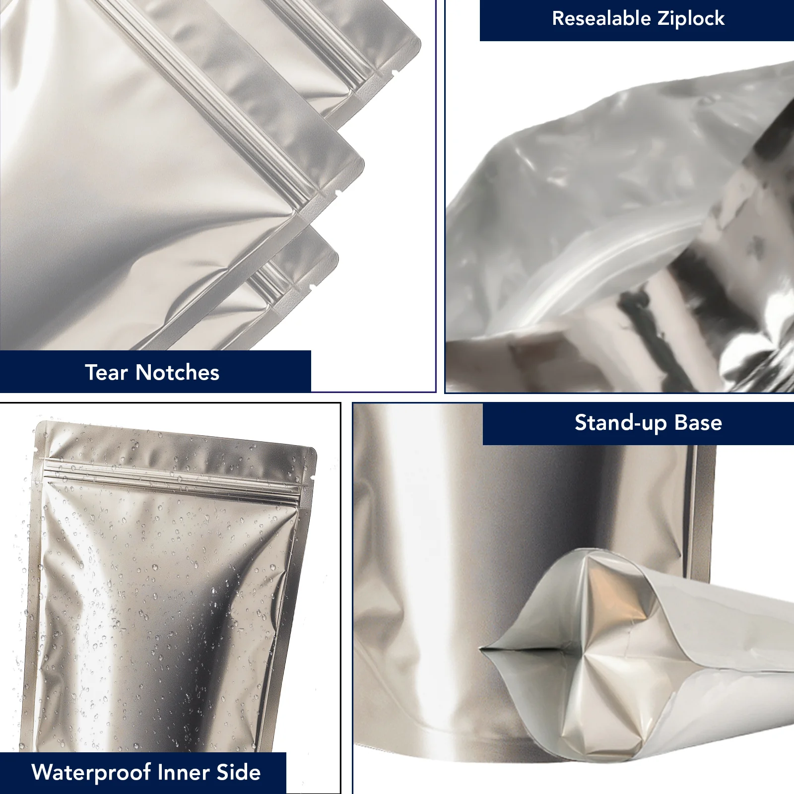 Both Side Matte Silver Stand Up Zipper Pouch - Image 25