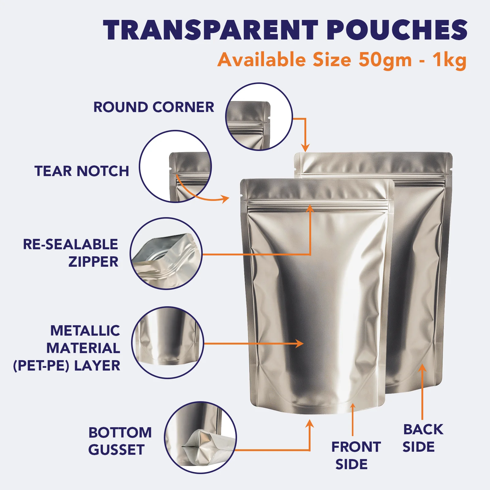 Both Side Matte Silver Stand Up Zipper Pouch - Image 36