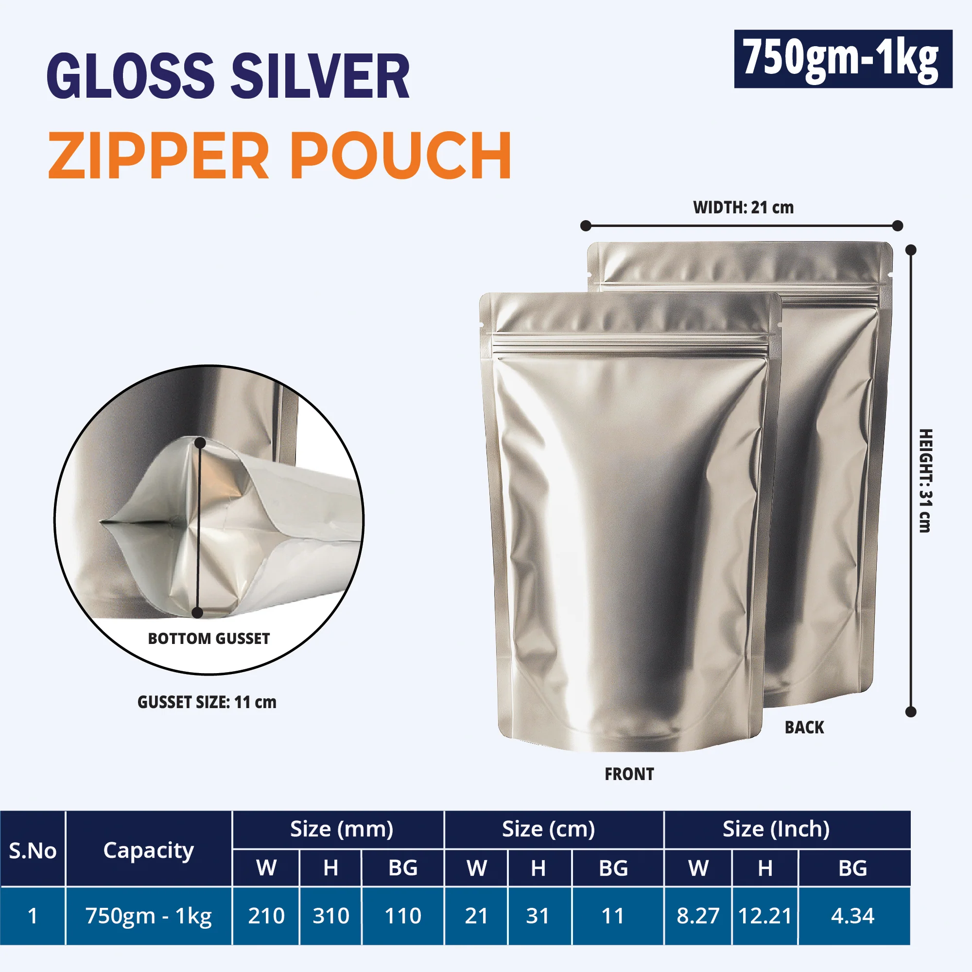Both Side Matte Silver Stand Up Zipper Pouch - Image 51