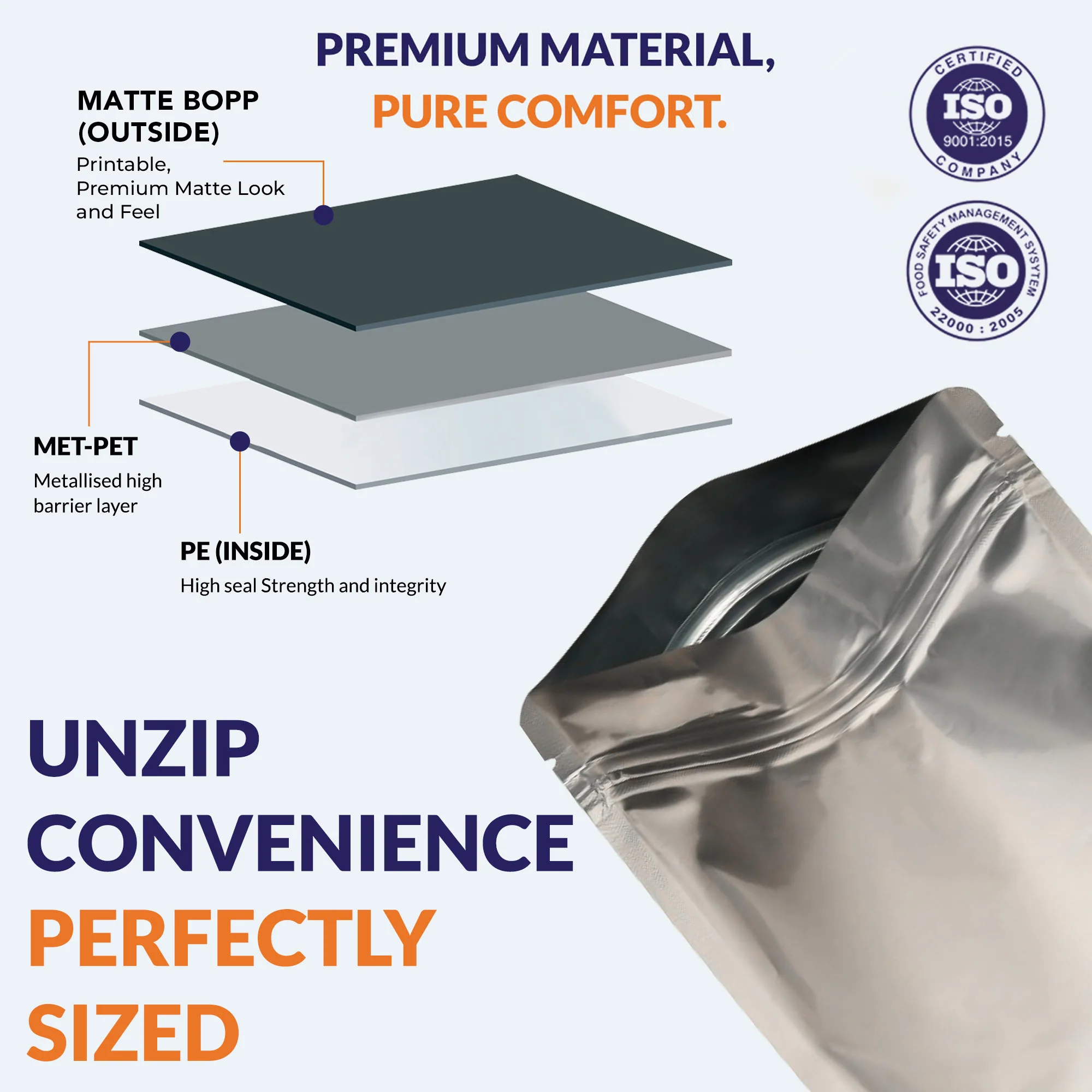 Both Side Matte Silver Stand Up Zipper Pouch - Image 6
