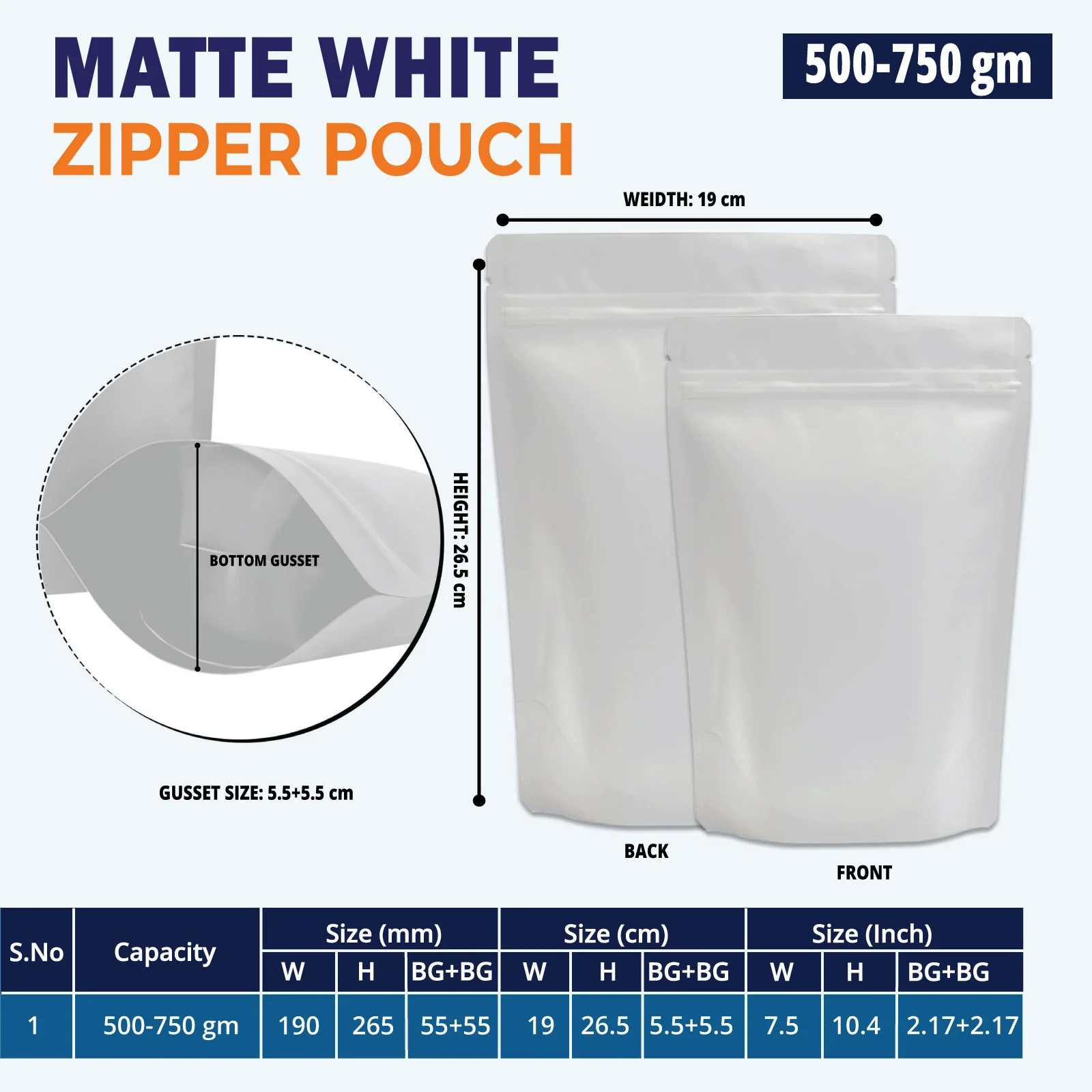 Both Side Matte White Stand Up Zipper Pouch - Image 43