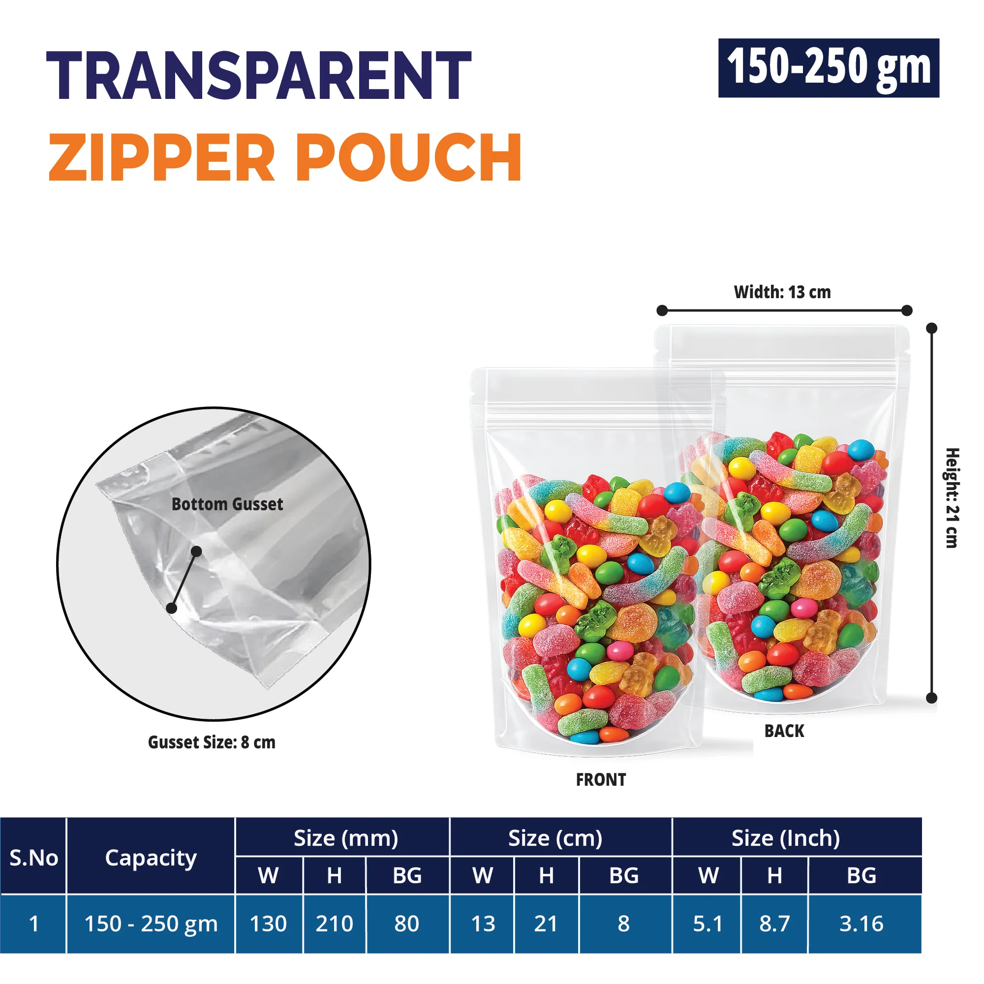 Both Side Transparent Stand Up Zipper Pouch - Image 27
