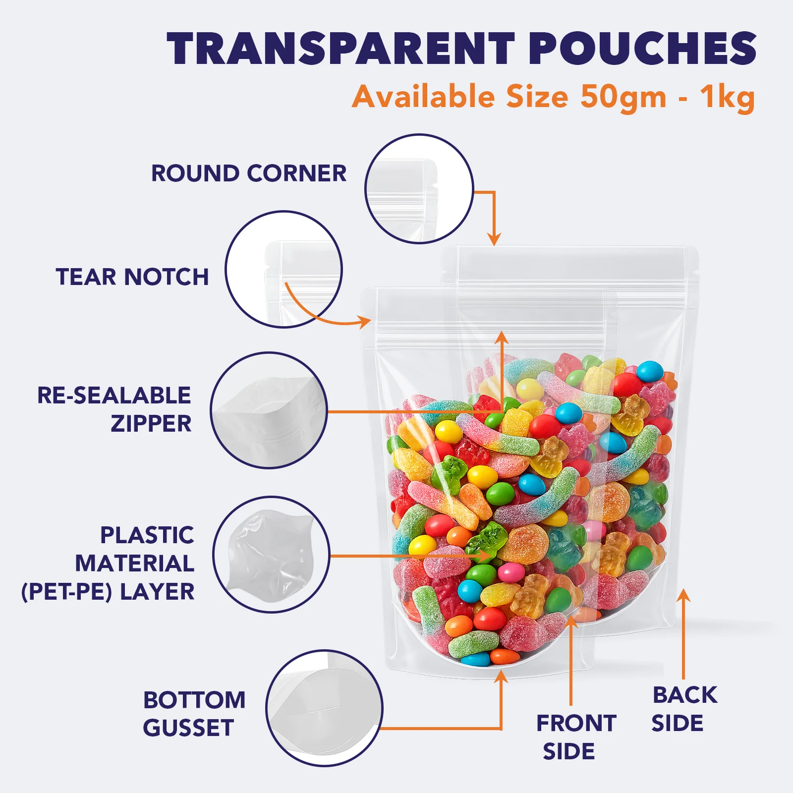 Both Side Transparent Stand Up Zipper Pouch - Image 44